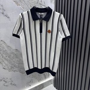 Black and White Striped Polo Shirt